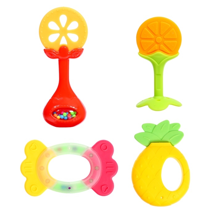 Набор погремушек с прорезывателем для зубов &laquo;Фруктики. Апельсин&raquo;, 4 шт