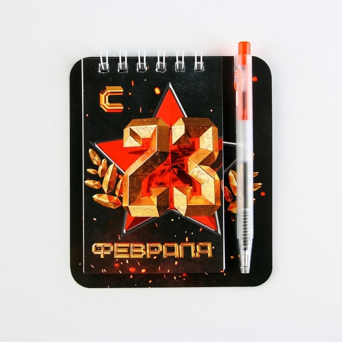 Подарочный набор, блокнот 9&times;10.4 см и мини-ручка &laquo;С 23 Февраля. Классика&raquo;