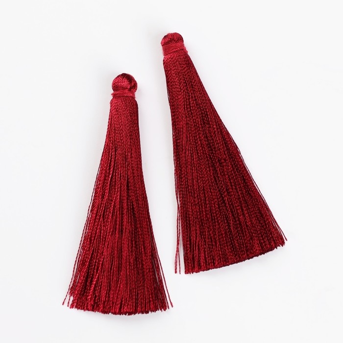 Подвеска декоративная «Кисть», набор 2 шт., L кисти 6,5 см, цвет бордовый Подвеска декоративная «Кисть», набор 2 шт., L кисти 6,5 см, цвет бордовый