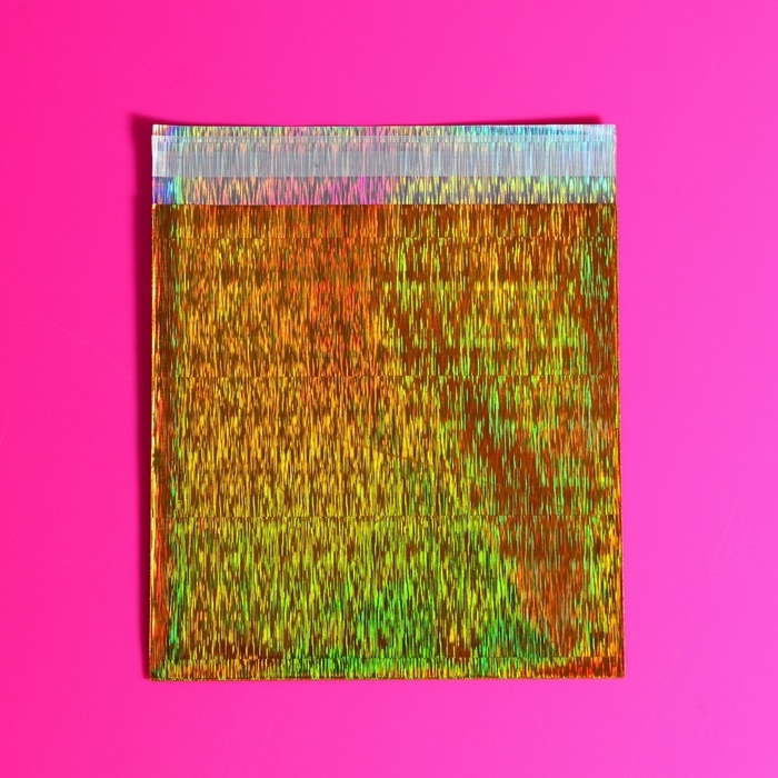 Пакет подарочный голографический с липкой лентой, "Звездное небо", 10x10+2 см набор 50шт