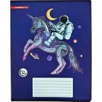 Тетрадь 12 листов, в линейку &laquo;Космическое приключение&raquo;, мелованный картон, МИКС