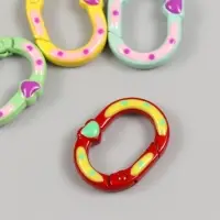 Карабин металл "Овал. Сердечко и горошины" МИКС 2,7х2 см