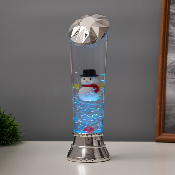 Лава лампа &laquo;Снеговик&raquo; LED 3хААА, USB серебро 6,5х8х23,7см