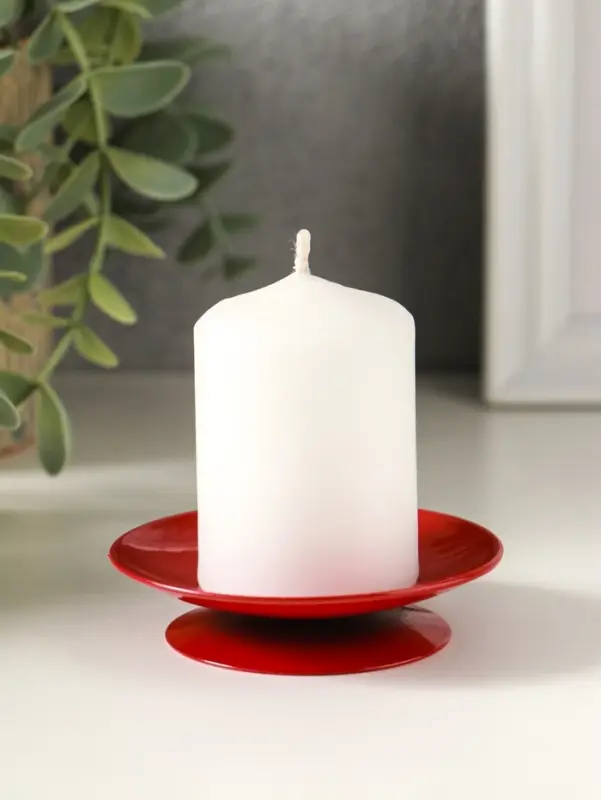 Подсвечник "Лотос" металл 7,5 см, красный