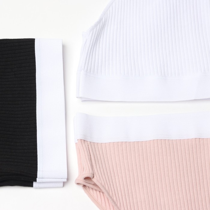 Набор трусов слипы MINAKU рубчик размер 40-42 (белый, бежевый, чёрный) 3 шт