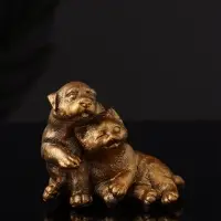 Набор статуэток "Гости, кошка и собака" 7 см, бронза