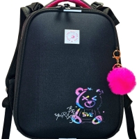 Рюкзак каркасный, школьный, 38&times;30&times;16 см, эргономичная спинка &laquo;Неоновый медведь&raquo;