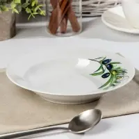 Тарелка глубокая Дулевский фарфор &laquo;Оливки&raquo;, 225 мл, d=20 см, белая, рисунок МИКС