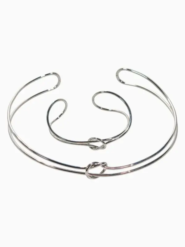 Набор 2 предмета: чокер, браслет &laquo;Обруч&raquo; узел, цвет серебро