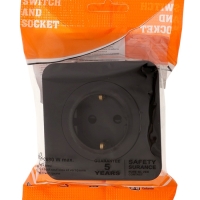 Розетка одноместная, серия "Circular", 16 А, скрытая, с з/к, черная Розетка одноместная, серия "Circular", 16 А, скрытая, с з/к, черная