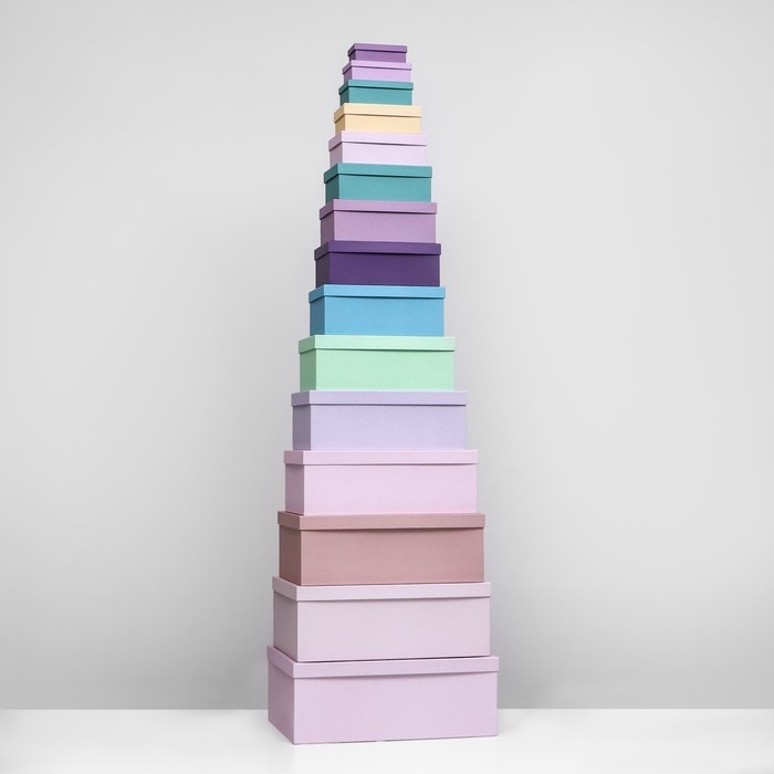 Набор прямоугольных коробок 15в1 "Лаванда" 47,5 х 36 х 17,5- 13 х 8 х 4,5 см