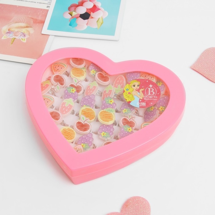 Кольца детские &laquo;Выбражулька&raquo; нарисованные фрукты, форма МИКС, цветное, безразмерное, 36 шт.