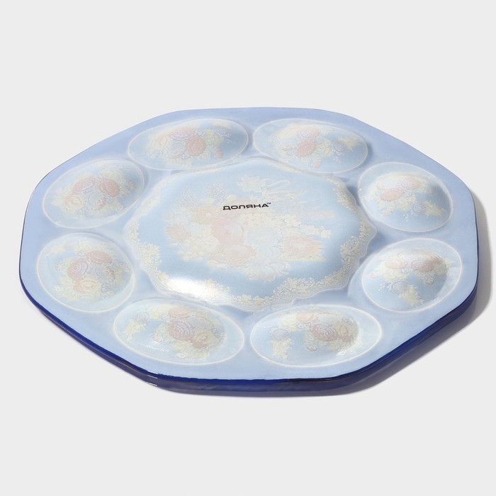 Подставка стеклянная для яиц 8 ячеек Доляна &laquo;Русские мотивы&raquo;, d=21 см