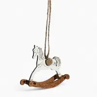 Ёлочное украшение "Лошадка-качалка" 9х2,5х8 см, Белый-дуб