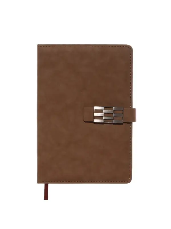 Ежедневник недатированный формат А5, с хлястиком, 112л, линия, пвх, Коричневый