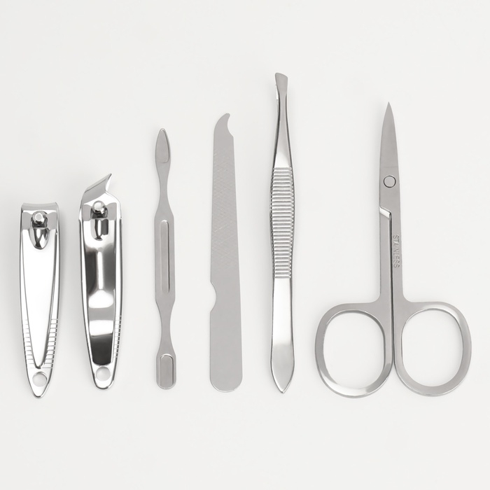 Набор маникюрный «Штамп», 6 предметов, в футляре, разноцветный Набор маникюрный «Штамп», 6 предметов, в футляре, разноцветный