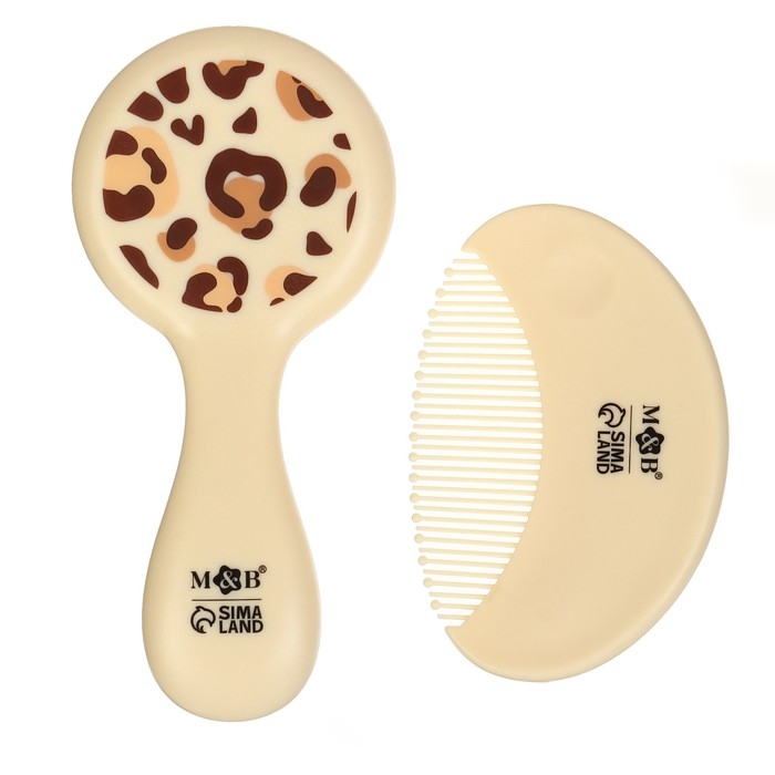 Набор для ухода за волосами &laquo;Леопард&raquo; (щетка+ расческа), цвет бежевый