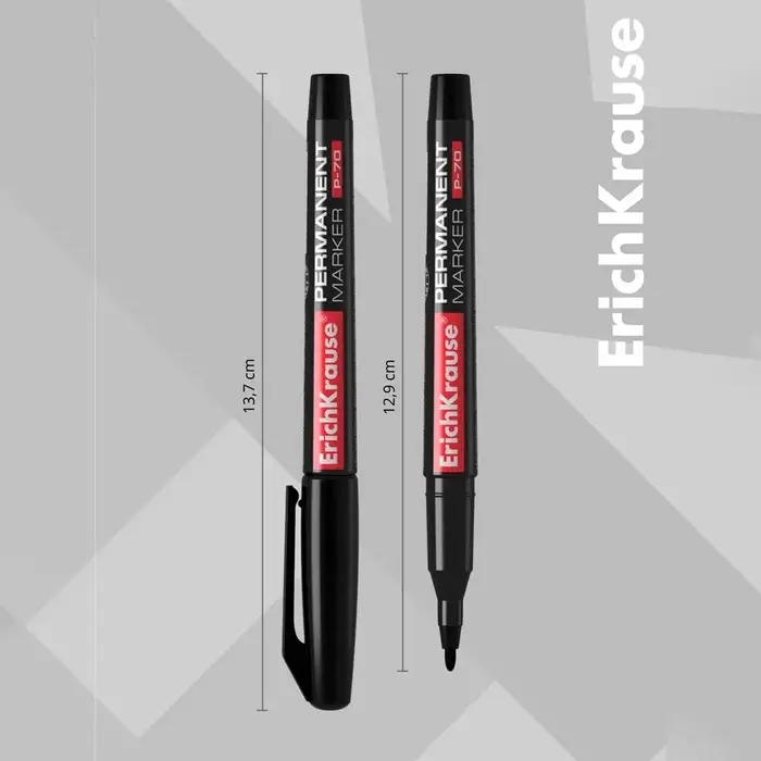 Маркер перманентный ErichKrause P-70, 1.0 мм, для письма на любой поверхности, чёрный