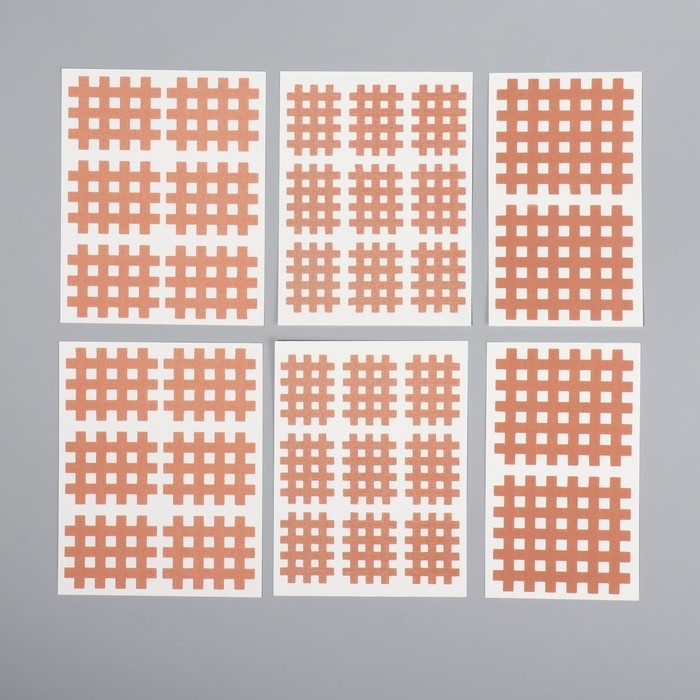 Тейп для лица, набор, 6 листов, цвет бежевый