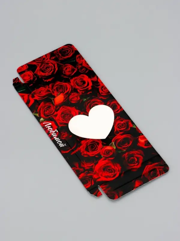 Подарочная коробка под плитку шоколада, с окном, &laquo;Сердце&raquo;, 17.1&times;8&times;1.4 см