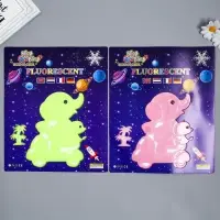 Наклейка фосфорная "Слонята на мопеде" с клеевыми подушечками набор 2 шт МИКС 29,5х25 см