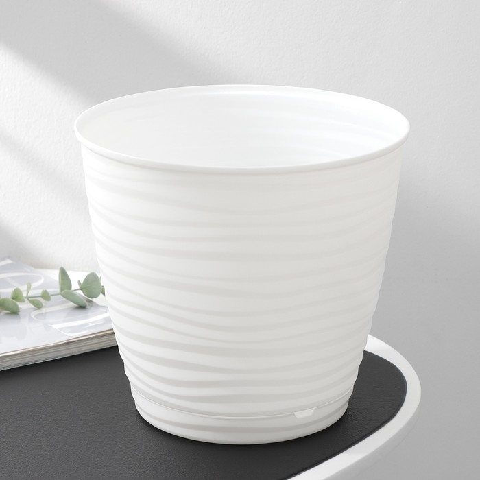Горшок для цветов с поддоном Saffron, 5,4 л, d=22,4 см, h=20,5 см, пластиковый, белый Горшок для цветов с поддоном Saffron, 5,4 л, d=22,4 см, h=20,5 см, пластиковый, белый