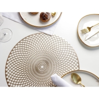 Набор салфеток сервировочных на стол Доляна &laquo;Вира&raquo;, 4 шт, d=38 см, цвет золотой