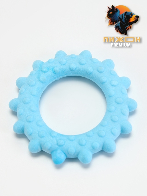Игрушка плавающая для собак Игрушка плавающая для собак "Кольцо с шипами" Пижон Premium, вспененный TPR, 8 см, голубая