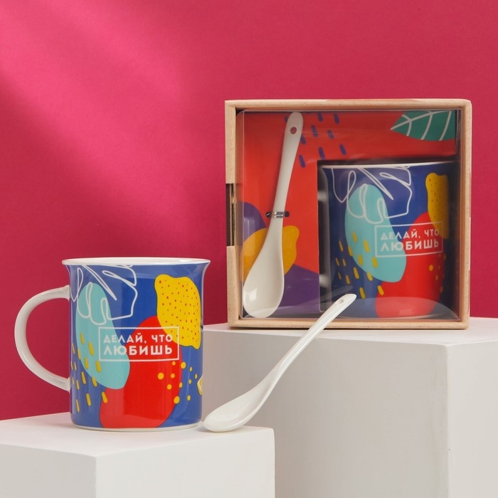 Кружка &laquo;Делай, что любишь&raquo; с ложкой и подставкой, 300 мл