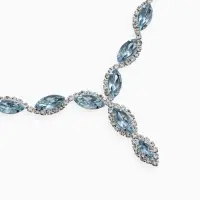 Набор 2 предмета: серьги, колье &laquo;Вечерний шик. Лепестки&raquo;, бело-небесно-голубой в серебре