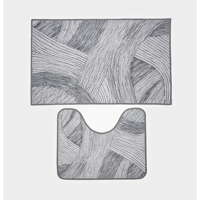 Коврики для ванной и туалета Доляна &laquo;Тига&raquo;, 2 шт: 50&times;80 см, 50&times;40 см, форма МИКС