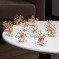 Гирлянда &laquo;Нить&raquo; роса 5 см, с насадками &laquo;Вспышка&raquo;, IP20, серебристая нить, 10 LED, батарейки ААх2 (не в комплекте), свечение тёплое белое