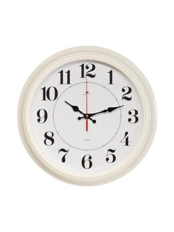 Часы настенные, интерьерные "Рубин", бесшумные, d-35 см, корпус белый