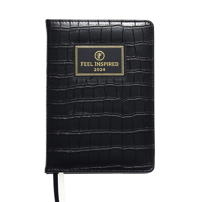 Ежедневник датированный 2024 A5 176 листов, deVENTE.Grande, твёрдая обложка из искусственной кожи, тиснение фольгой, ляссе, кремовый блок 70 г/м2, чёрный Ежедневник датированный 2024 A5 176 листов, deVENTE.Grande, твёрдая обложка из искусственной кожи, тиснение фольгой, ляссе, кремовый блок 70 г/м2, чёрный