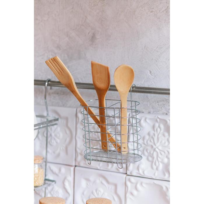 Сушилка для столовых приборов подвесная Доляна, d=1,5 см, 15&times;10,8&times;18 см, цвет хромированный