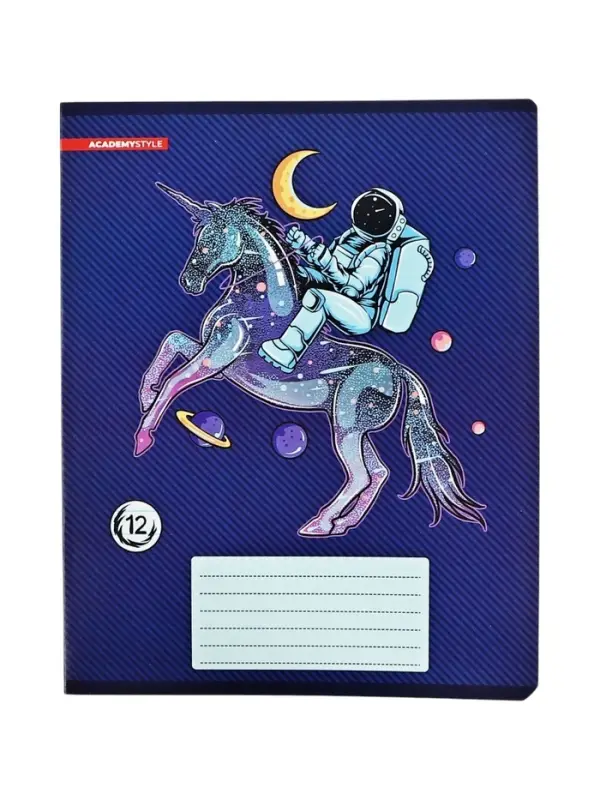 Тетрадь 12 листов, в линейку &laquo;Космическое приключение&raquo;, мелованный картон, МИКС