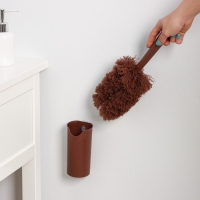 Щётка для удаления пыли Доляна &laquo;Антистатик&raquo;, 29 см, с подставкой на присоске, микрофибра, цвет коричневый
