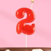 Свеча в торт &laquo;Красная&raquo;, цифра 2
