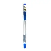 Ручка шариковая 0.5 мм, стержень синий, корпус прозрачный с резиновым держателем