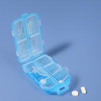 Таблетница, 9,5 × 6 × 3 см, 10 секций, цвет голубой Таблетница, 9,5 × 6 × 3 см, 10 секций, цвет голубой