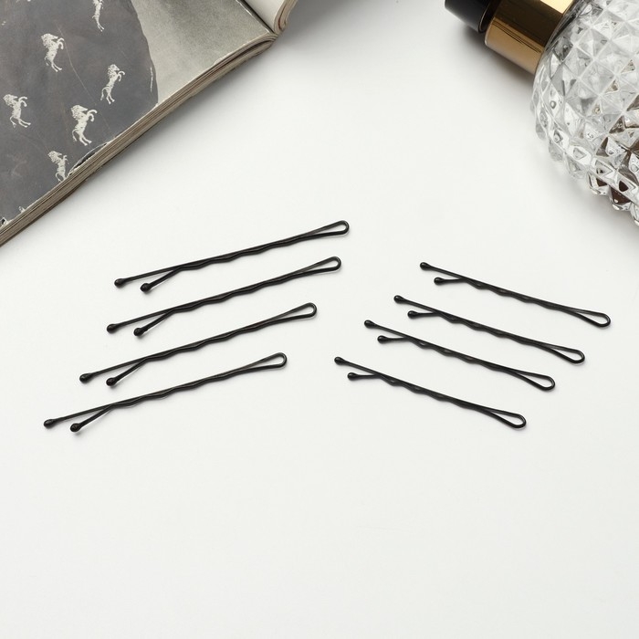 Невидимка для волос "Тейлор" (набор 36 шт) ребристые, 4,5 и 5,3 см, чёрный