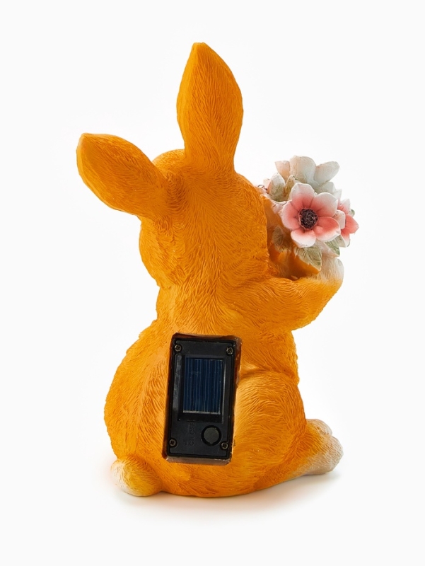 Садовая фигура "Зайка с букетом", 17х11х22 см, с подсветкой