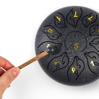 Глюкофон - музыкальный инструмент, дельфин черный, 11 лепестков, 18 х 18 х 11 см