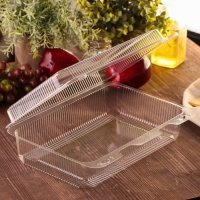 Контейнер пластиковый одноразовый с неразъёмной крышкой УТ11/1, 28&times;20,5&times;8,2 см, внутренний 25,6&times;15,6&times;7,5 см, цвет прозрачный