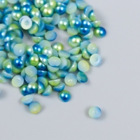 Декор "Полубусины и стразы. Градиент сине-золотой" d=4 мм 10г 200 шт 5х2,5 см МИКС