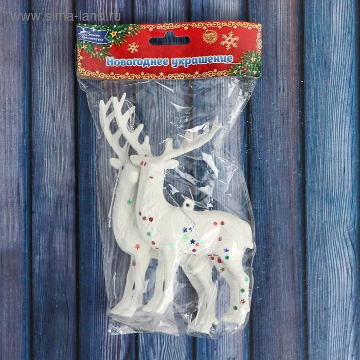 Украшение ёлочное "Звёздные олени" (набор 2 шт) 7х13 см, белый