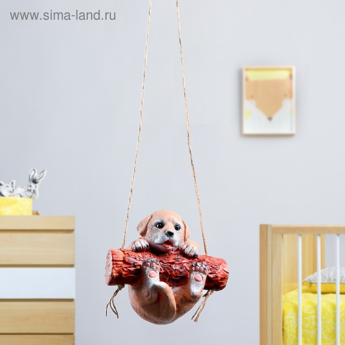 Подвесной декор "Щенок на бревне", 21х13х18см