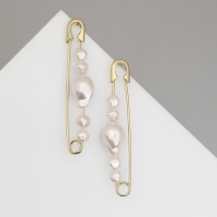 Серьги с жемчугом &laquo;Бусина&raquo; союз, булавка, цвет золото