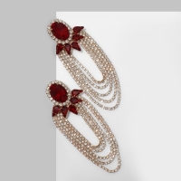 Серьги со стразами &laquo;Вечеринка&raquo; 5 рядов, цвет красно-белый в золоте