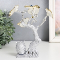 Сувенир от сглаза "Цветущее дерево, листья-сердце. Филин" серебро 15х5,7х20 см